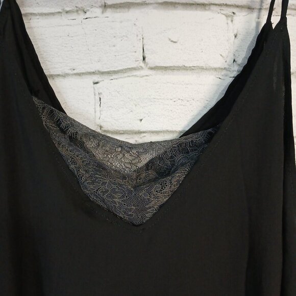 FREE PEOPLE CAMI, BLACK WITH LACY INSERT, SPAGHETTI STRAPS , SIZE SMALL, NWT - Picture 6 of 7